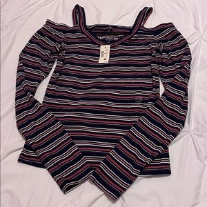 Striped Cold Shoulder Top